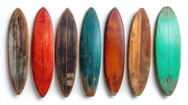 Isolated wooden fishboards with classic coastal style, natural wood grain and warm tones