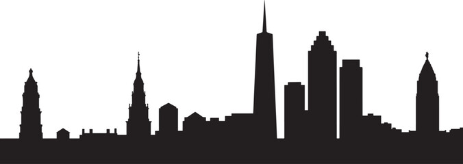 Obraz premium Philadelphia skyline silhouette. Vector design. Vector Black silhouettes illustration