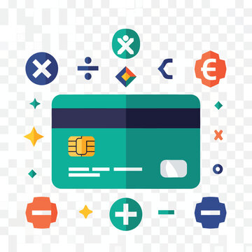 Green credit card with financial symbols