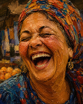 👩 THE MARKET VENDOR LAUGHING AT SOMETHING THAT HAPPENED THREE SECONDS AGO