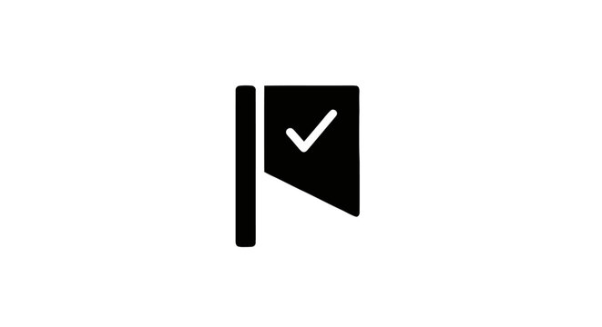Check mark flag icon symbol.