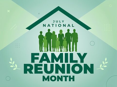 National family reunion month celebration concept with family silhouette illustration