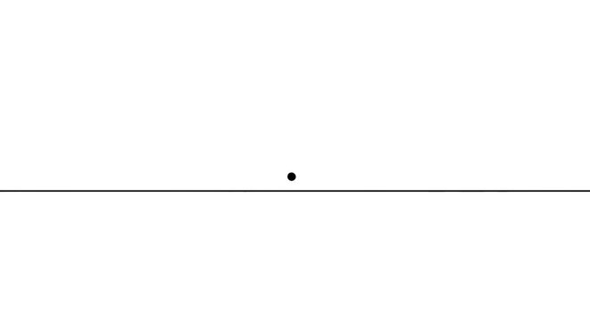 A single black dot resting on a horizontal line