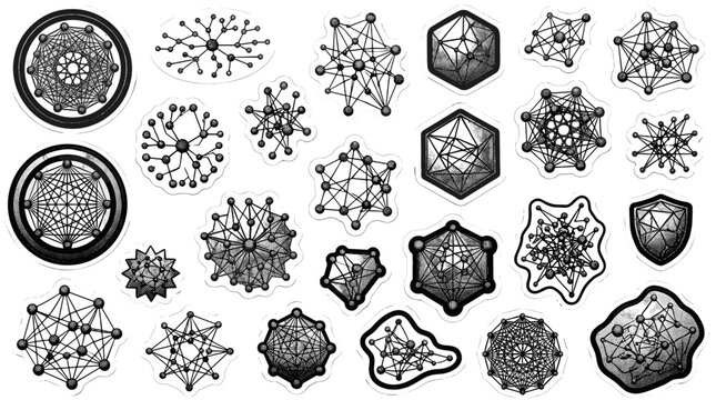 Collection of various virus and molecular structure illustrations