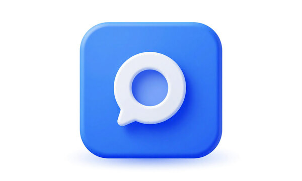 blue square mobile app icon rounded corners rendered plain white studio background soft diffused lighting