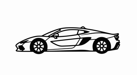 Obraz premium Sleek, black and white outline of a modern, low-profile sports car