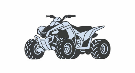 Obraz premium A stylized illustration of a four-wheeled all-terrain vehicle in light blue and dark gray