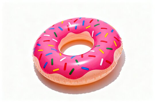 Pink donut shaped inflatable pool float