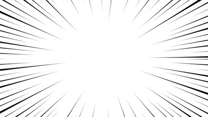Explosion or burst black dynamic radial speed lines. Random speed or motion lines moving fast comic style for designs on PNG transparent background. Vector illustration. © LionStudio