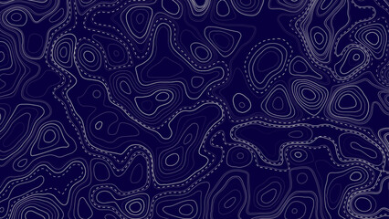 Topographic line map pattern. Contour elevation topographic and textured Background of geographic grid for hiking and mountain sports. White on blue. Vector illustration © Creative