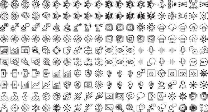 Artificial Intelligence Concept Vector Icons for Modern Technology Design