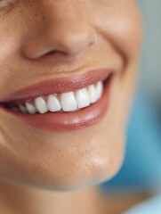 Obraz premium Healthy White Smile Close Up with Natural Lips and Clean Teeth