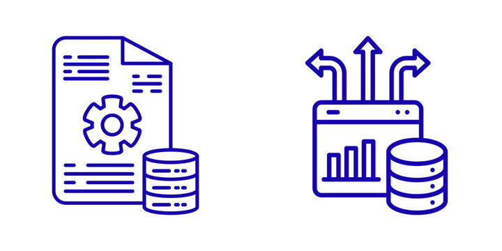 Data analysis and settings icons isolated on transparent background