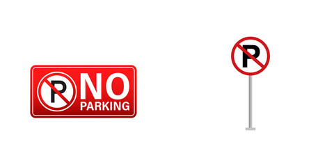 No Parking Sign Icon Set, Isolated on Transparent Background © MstLima