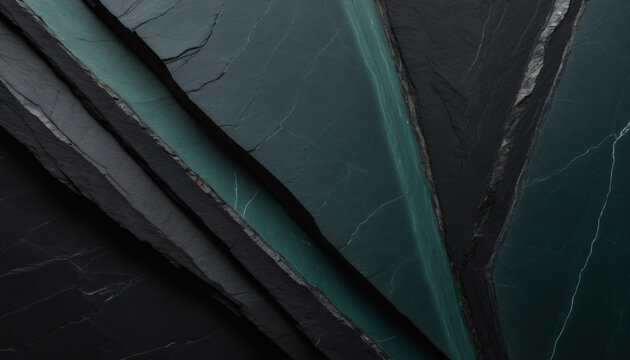 Sharp abstract close up of deep green jade mineral layers in dark stone
