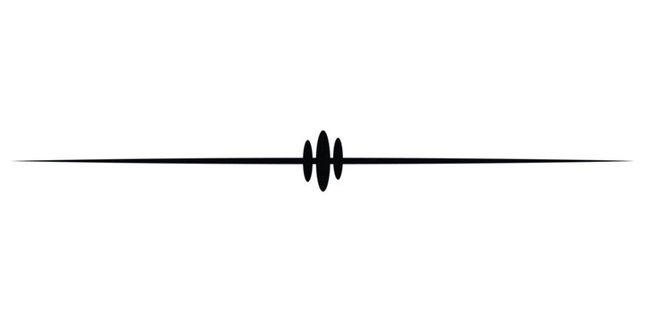 Black horizontal line divider with vertical oval shapes in the center Vector