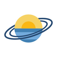 Fototapeta premium Saturn planet with rings and sun