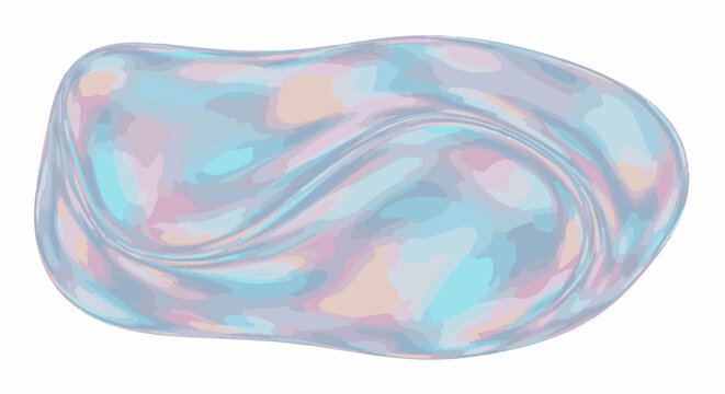 A swirling, abstract blend of pastel colors creates a fluid, iridescent shape resembling a soap bubble