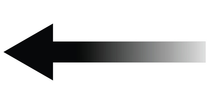 Black and white gradient arrow pointing to the left Vector