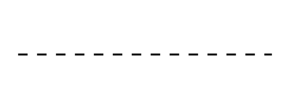 Black dashed line isolated on a flat surface