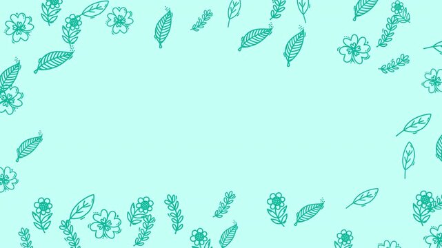 Decorative Flower and Leaf Border Motion Background with Copy Space for Design Projects