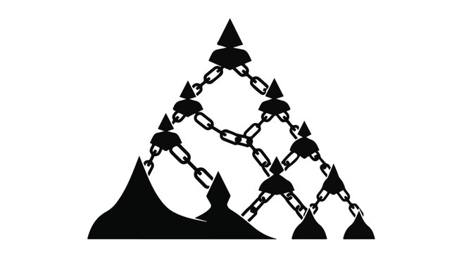 Pyramid structure is built from heavy metal chains and sharp geometric anchors.