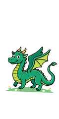 Naklejka premium green dragon vector art illustration