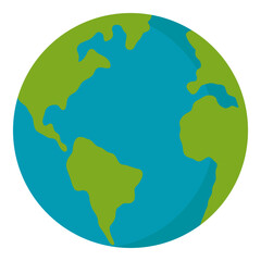Obraz premium Earth globe flat icon featuring the Atlantic Ocean with surrounding continents in a colorful simplified design