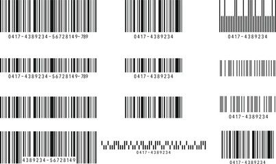 Obraz premium Set of Black Barcode Labels Collection Isolated on White Background