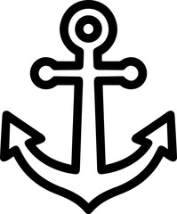 Nautical Anchor Icon Outline Isolated on White Background © nenekmoyang
