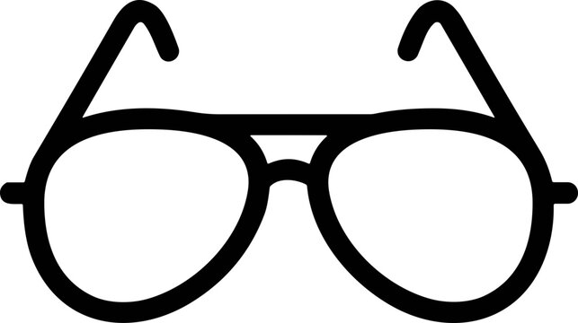 Simple Aviator Sunglasses Icon, Outline Design, Isolated on White Background