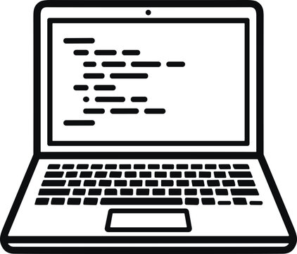 Laptop computer screen displaying abstract code lines, digital technology concept