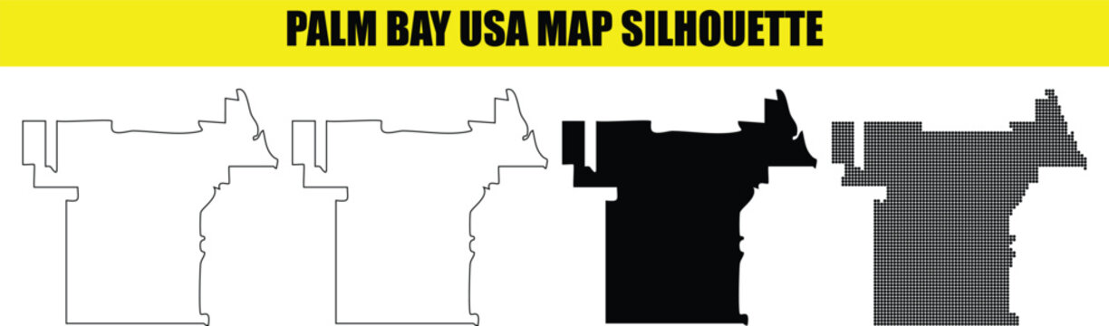 Palm bay florida usa map silhouette isolated on white background vector.
