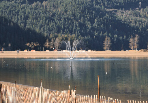 Harrison Lagoon in the Harrison Lake during a winter season in Harrison Hot Springs, British Columbia, Canada