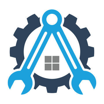 Wrench tools and gear icons with windows logo