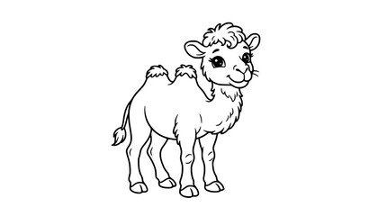Adorable baby camel animal line art vector © MdToufik