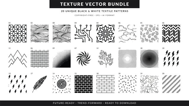 Black and white texture vector bundle