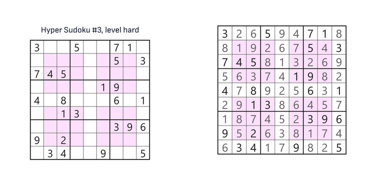 Hard Hyper Sudoku with solution
