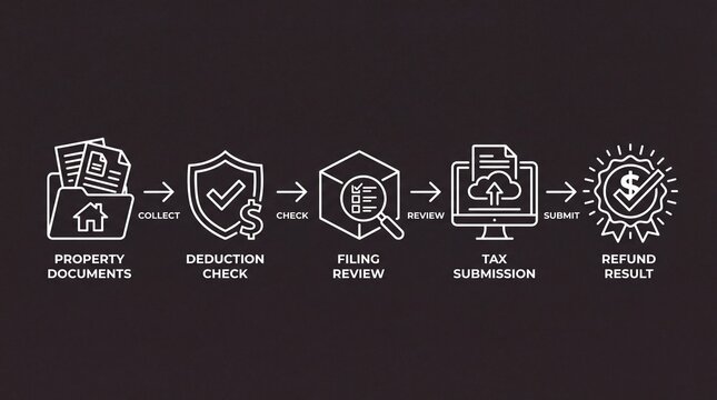 Tax refund process flowchart with five steps