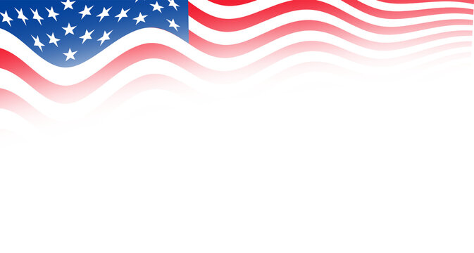 usa flag waving design. USA patriotic background banner template with American flag stars and stripes on gradient white background. usa flag design.