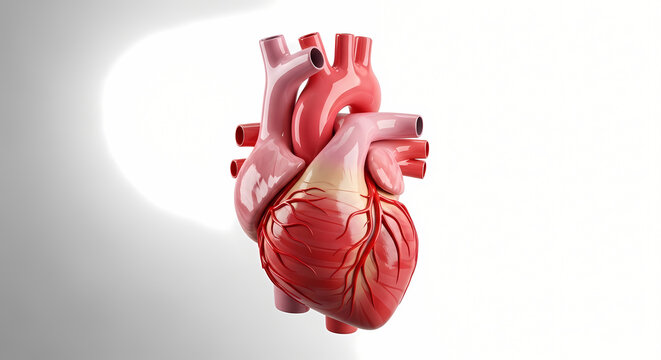 Anatomically Correct Human Heart Model on White Background
