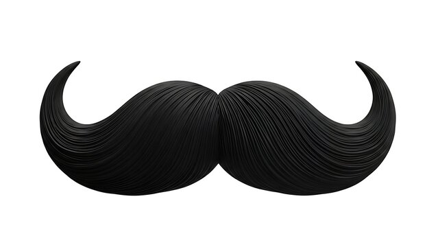 3D rendered black handlebar mustache isolated on white background.