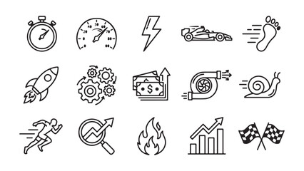 Icons Representing Speed, Progress, and Business Growth Concepts © MD