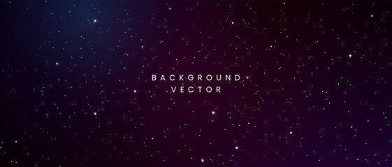 Wide dark purple and blue background or banner with glowing stars and sparkling cosmic dust for astronomy science header or cinematic galaxy backdrop © gegen.Temp