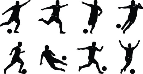 Black silhouettes of soccer players kicking ball © NasimaAktar