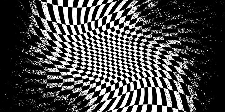 Formula 1 flag monochrome vintage background with checkered surface in grunge style and free space for advertising text vector illustration