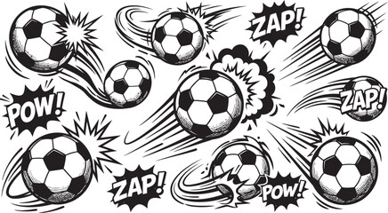 Soccer balls with comic explosion effects © Mst. Taslima Akhter