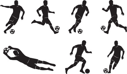 Black silhouette soccer players kicking and diving for ball © Mst. Taslima Akhter