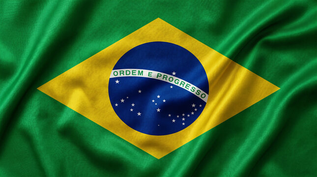 Wavy Brazil flag textile texture for vibrant background