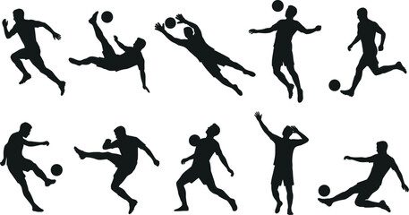 Black silhouettes of soccer players in various actions © Md. Musaddik Rahman